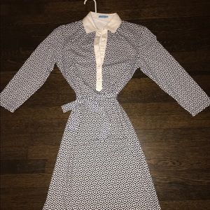COPY - JMcLaughlin navy and white patterned dress